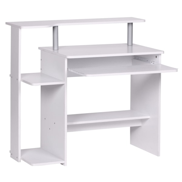Rootz Modernt datorbord med PC-hylla - Hemmakontor - Tidlös design - Utdragbar tangentbord - Vit - 94 cm x 90,5 cm x 48,5 cm - Generös bänkskiva - Int