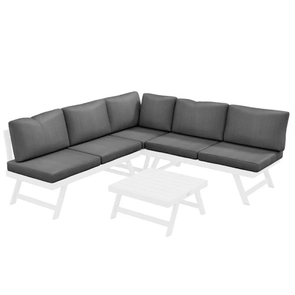 Rootz 4-delt havesæde Loungemøbler - Hjørnesofa - Sofabord - Siddehynder - Aluminium - Grå + Hvid - 115 cm x 61 cm x 65 cm