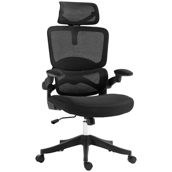 Rootz Kontorsstol - Datorstol - Avslappningsstol - 1 Nackstöd - Fällbara armstöd - Svart - 62cm x 58cm x 133cm