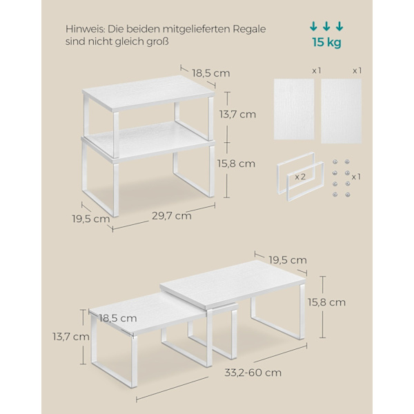 Rootz 4-lags kagerol - Cupcakestativ - Metaltræmateriale - Nem montering - Pladsbesparende - Alsidig brug - 19,5 cm x 29,7 cm x 15,8 cm - Cloud White-