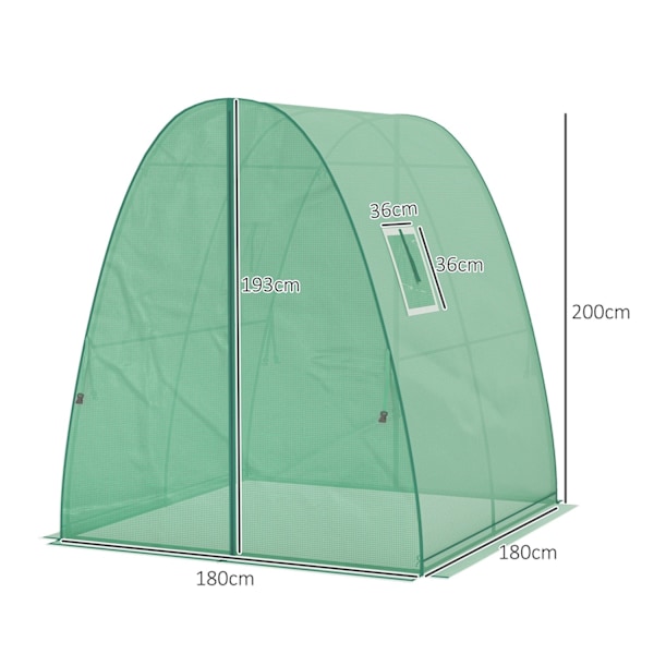 Rootz välvt växthus - folie tomathus - bärbart växtskydd - stabilitet och optimal ventilation - 1,8 x 1,8 x 2 m