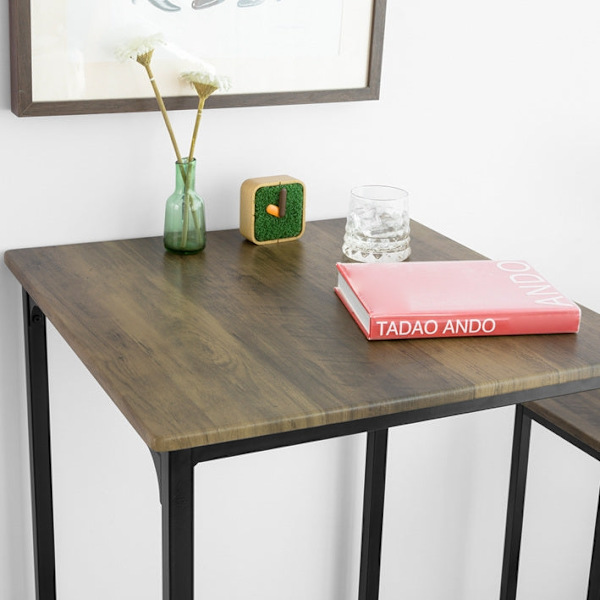 Rootz 3-delt barbordssæt - Køkken spisestue Combo - Havebarbord - Robust MDF og PVC top - Metalstel - Belastningskapacitet op til 120 kg - Dimensioner