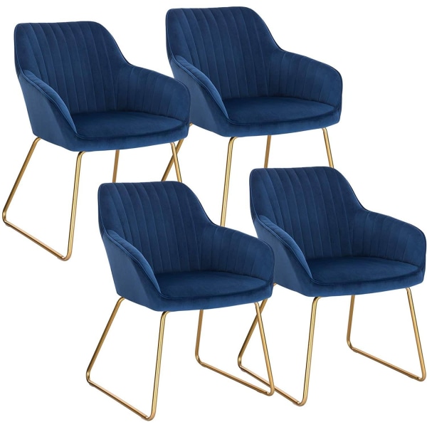 Rootz sæt med 4 spisestuestole - Fløjlspolstrede stole - Moderne