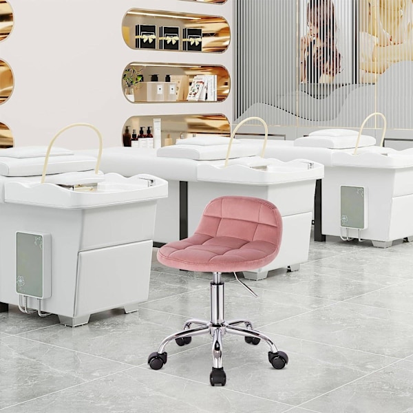 Rootz kontorstol - Skrivebordsstol - Rulleskammel - Fløjl - Ergonomisk - Justerbar højde - 56,5-68 cm x 38 x 31 cm - Stilfuld og praktisk