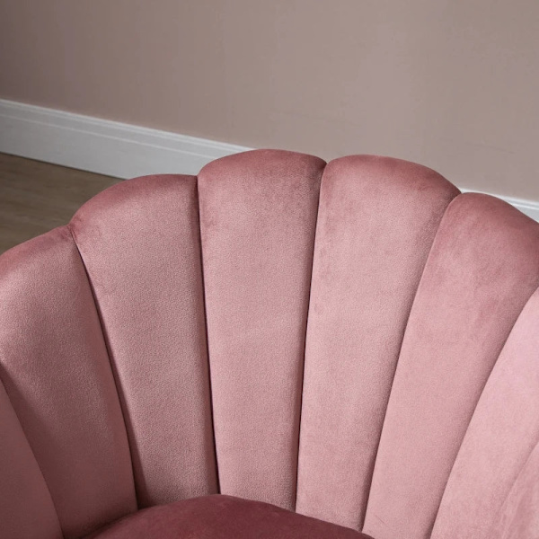 Rootz Matsalsstol - Köksstol - Fåtölj med ryggstöd - Vardagsrumsstol - Polyester - Gummiträ - Rosa - 66 x 66 x 78,5 cm