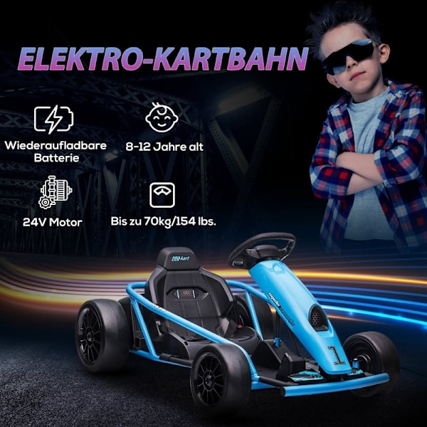 Rootz Electric Drift Go-Kart - Blå - Speedy Drifting - Horn & Musik - Säker och bekväm - 115cm x 77cm x 54cm