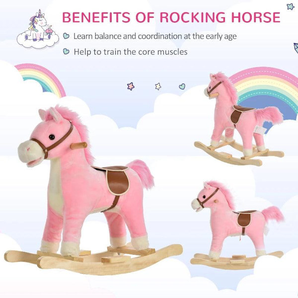 Rootz Children Gyngehest - Pink - Plys, træ, stål - 25,59 cm x 12,79 cm x 24,01 cm