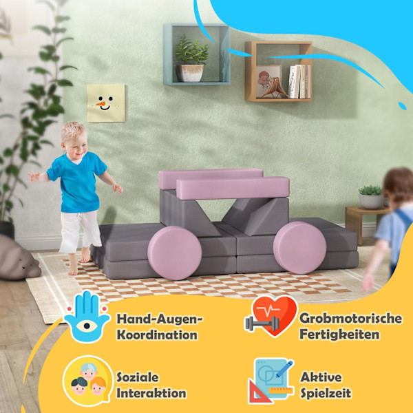 Rootz Modular Children's Sofa - Play Sofa - Building Blocks - Boost Creativity - 150 cm x 69 cm x 49 cm