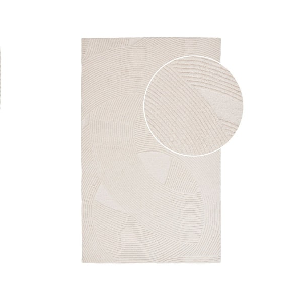 Rootz hand tuftad matta - elfenbensmatta - beige ullmatta - lyxig värme - 160 cm x 230 cm x 1 cm