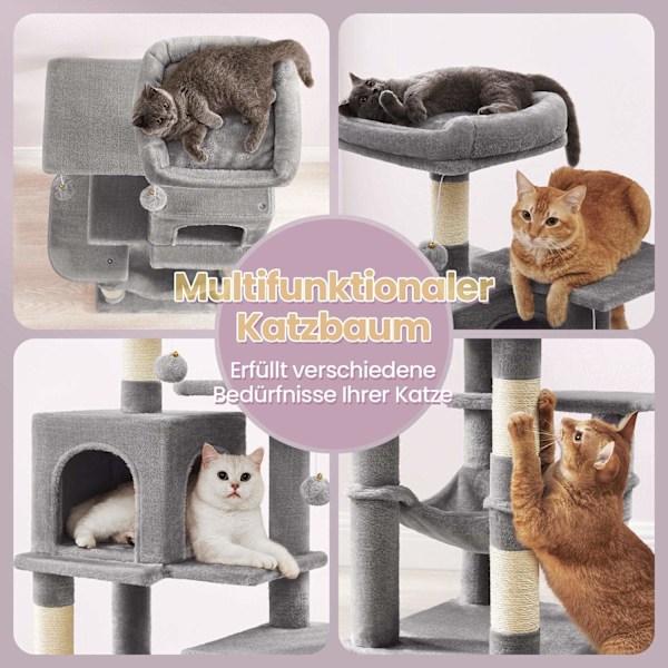 Rootz Multi -Storey Cat Tree - Raaputtaminen Post - Kissan torni - Ihanteellinen pelaamiseen - 45 x 35 x 112 cm
