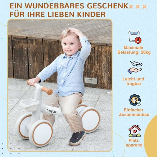 Rootz Balance Bike - Baby Walker - Småbørnscykel - Justerbar sædehøjde - Whisper Dæk - Sikkert design - Aluminiumslegering og plastik - 56 cm x 27 cm