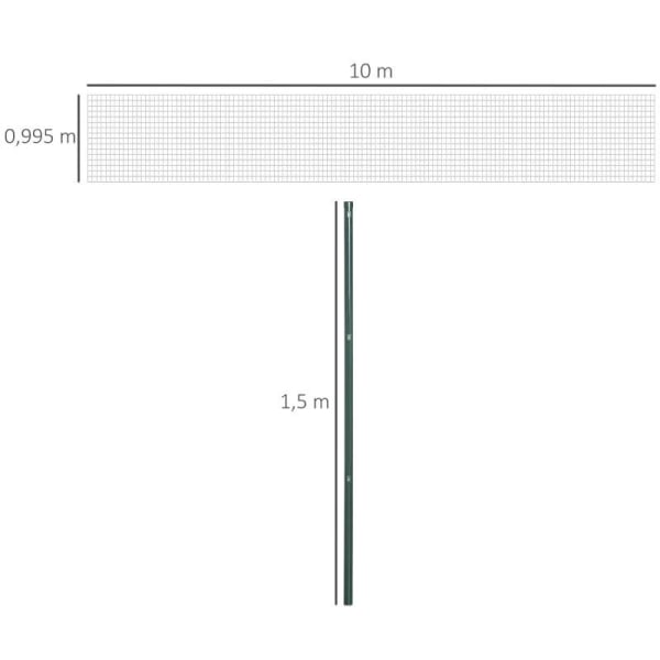 Rootz Havehegn - Fleksibelt hegn - Rullenet - Stål - 10 x 1,5 m