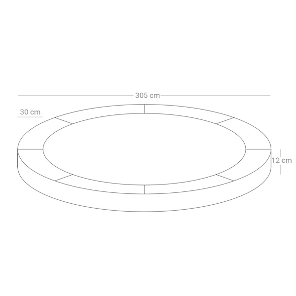 Rootz Trampolin kantbetræk - Sikkerhedspude - Beskyttende polstring - Forebyg skader - Diameter 244/305/366 cm - Blå PVC - PE plastik