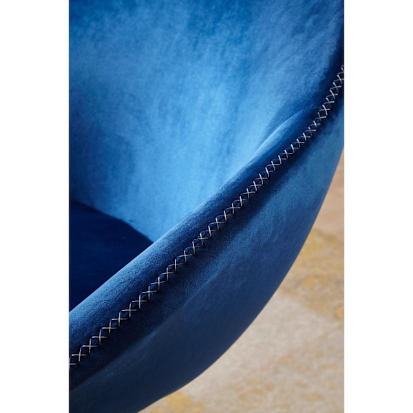 Rootz Lænestol - Lænestol - Bøttestol - Kontorstol - Relax lænestol - Velvet Armchair - Fløjl - Blå - Guld