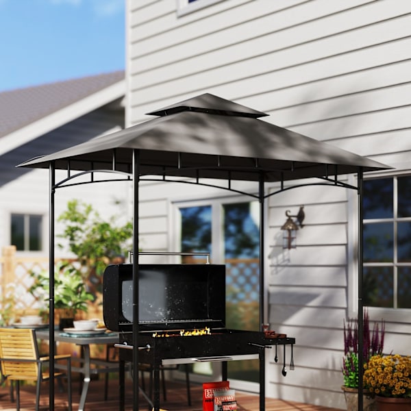 Rootz Garden Gazebo Replacement presenning - BBQ Gazebo Roof - Pavilion Canopy - UPF50+ Protection - 244CM X 152CM - Grå