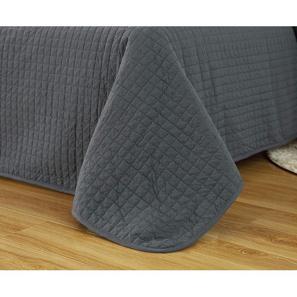 Rootz Vendbart Sengetæppe - Sofatæppe - Polyester - Åndbar - Alsidig - Mørkegrå - 360 g/m² - 1 cm Kant - 150 cm x 200 cm
