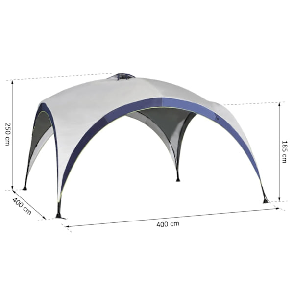 Nancy's Ramsey Partytent - Tuinpaviljoen - Paviljoen - Zonwering - Weerbestendig - Polyester - Crème - Wit - Blauw 4 x 4 x 2,5 m