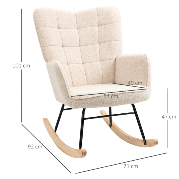 Rootz gungstol - Retro massivt trä - Klädd stol - Krämvit - 71cm x 92cm x 101cm