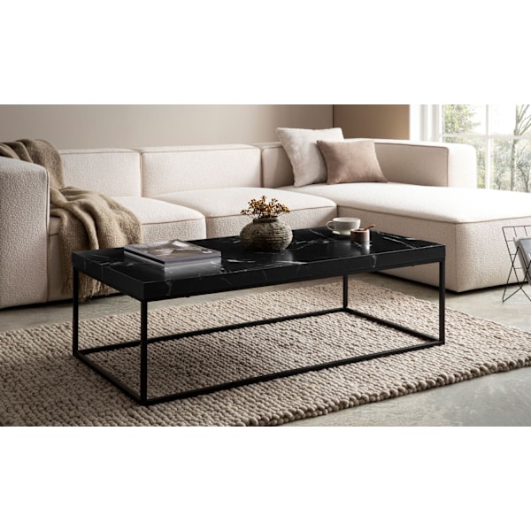 Rootz Modern soffbord - Matt Black Look - Styliskt svart soffbord - Robust metallram - 120 cm x 60 cm x 38 cm