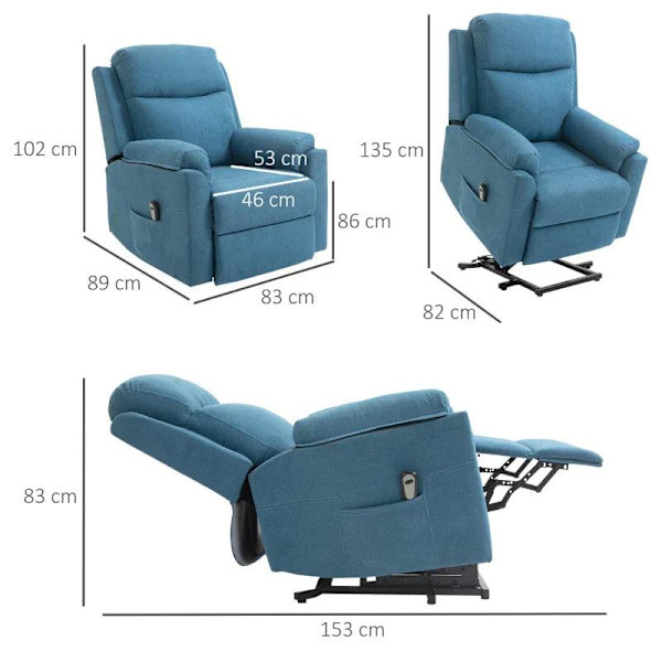 Rootz Fåtölj - Elfåtölj - Ståstol - Linne Polyester - Metall - Skum - Blå - 83 cm x 89 cm x 102 cm