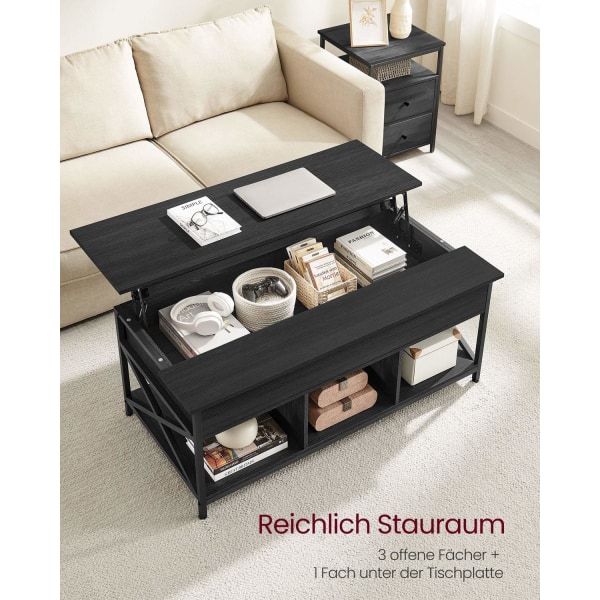 Rootz Antracit Grå-Sort Sofabord - Spånplade Stål - Stuebord - Moderne Bord - Robust konstruktion - 60cm x 120cm x 62cm