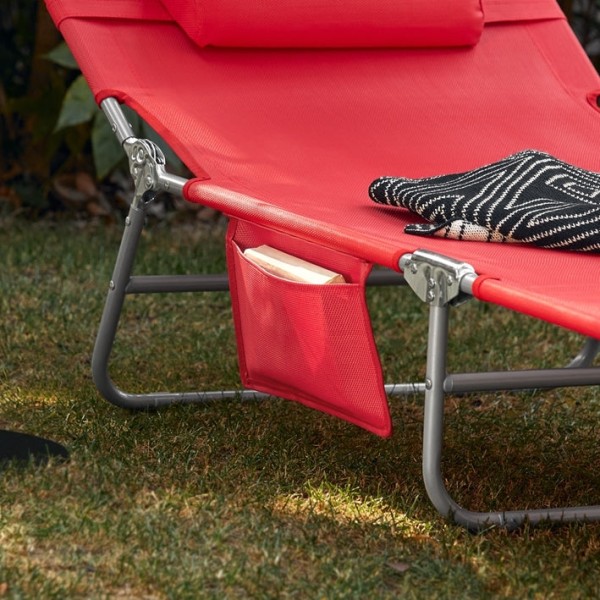 Rootz justerbar solseng med baldakin - Haveseng - Strandseng - Holdbar metalramme - Syntetisk fiberstof - Multiposition - Opbevaringslomme - 195 cm x