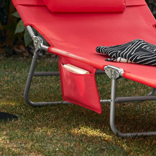 Rootz justerbar solstol med baldakin - Trädgårdssäng - Strandsäng - Slitstark metallram - Syntetfibertyg - Flerläges - Förvaringsficka - 195 cm x 90 c