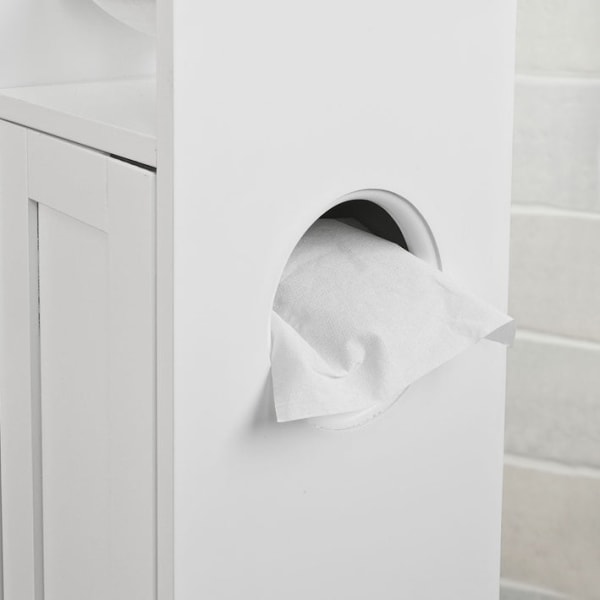 Rootz White Badeværelsesskab - Toiletpapirholder - Opbevaringsorganisator - Pladsbesparende design - Luftcirkulationsfunktion - Ca. B20 x D18 x H78 cm