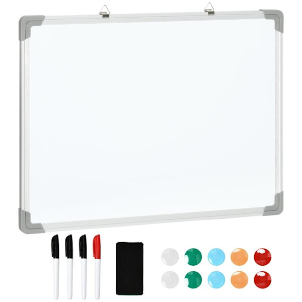 Rootz Whiteboard - Magnetisk tavle - Let at tørre af - Med 4 markører - 10 magneter - 1 viskelæder - 60 x 1,8 x 45 cm