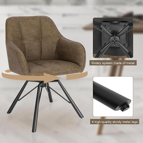 Rootz Swivel Dining Chair - Roterande Stol - Kontorsstol - Ergonomisk design - Bekväma sittplatser - Hållbar konstruktion - 58,5 cm x 82,5 cm x 54,5 c