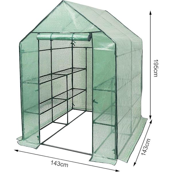 Rootz Foil Greenhouse - Puutarhakasvihuone - Kasvisuoja - Optimaalinen ilmanvaihto - Kestävä rakenne - Helppo koota - 143cm x 143cm x 195cm