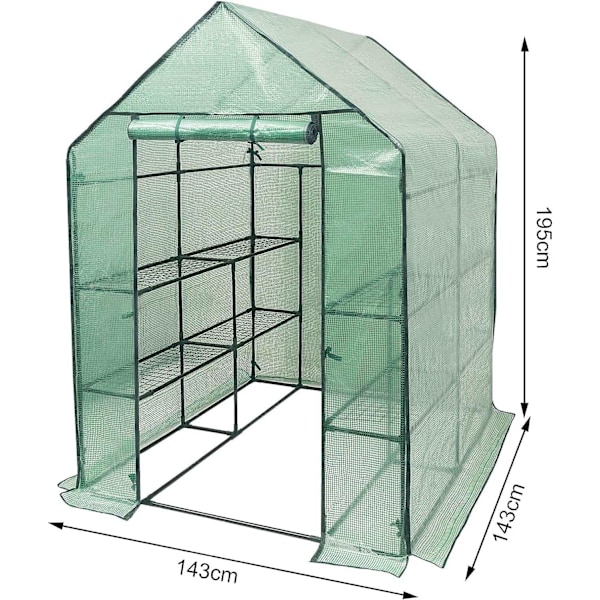 Rootz Folieväxthus - Trädgårdsväxthus - Växtskydd - Optimal klimatkontroll - Hållbar konstruktion - Enkel montering - 143cm x 143cm x 195cm