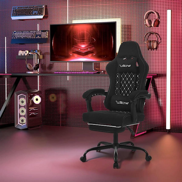 Rootz Massage Gaming Chair - Ergonomisk kontorsstol - Reclining Gamer Chair - Mesh-tygsits - Svankstöd - Justerbart nackstöd - 64cm x 127cm x 54cm