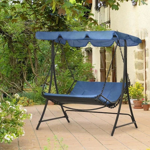 Rootz Swinging Lounger - Havelounger Med Stål Blå Tag - Stål - Polyester - Blå - 160 x 117 x 173 cm