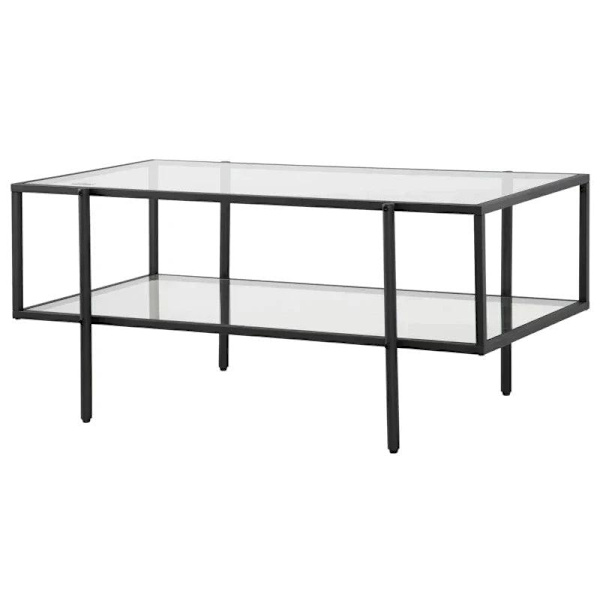 Rootz-sohvapöytä - Sivupöytä - Lasilevyllä - Pöytä - 3 hyllyllä - Karkaistu lasi/teräs - Läpinäkyvä/musta - 100 x 55 x 45,5 cm