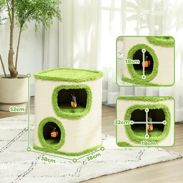 Rootz Scratching Barrel for Cats - Scratching Paradise - Sleeping Retreat - Sisal & Plush Comfort - 38cm x 38cm x 52cm