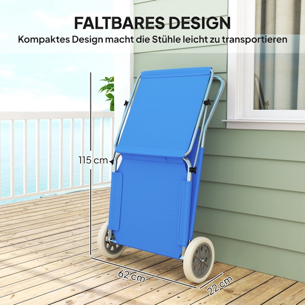 Rootz fällbar solstol - Beach Lounger - Garden Lounger - Justerbar ryggstöd - 62 cm x 148 cm x 85 cm