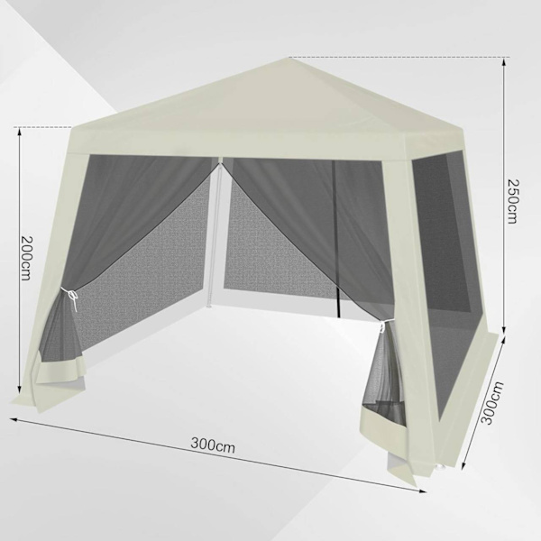 Rootz Outdoor Pavilion - Huvimaja - Puutarhakatos - UV-suoja - Hyönteiseton verkko - Tukeva metallirunko - 300cm x 250cm x 300cm