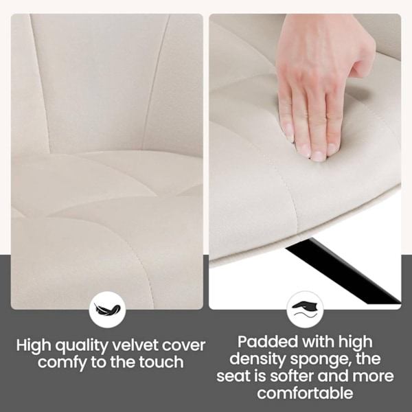 Rootz Swivel Dining Chairs Set - Moderna stolar - Vadderad sammet - Ergonomisk design - 58cm x 86cm x 63,5cm