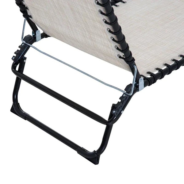 Rootz Solstol - Fällbar solstol - Strandstol - 4-nivå ryggstöd - Beige - 197 cm x 58 cm x 76 cm