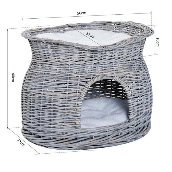 Rootz Cat House - Grå - Plys, bomuld, flet - 22,04 cm x 14,57 cm x 15,75 cm