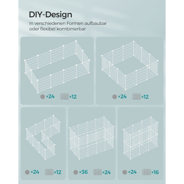 Rootz White Metal Grid Storage Organizer - Wire Grid Rack - Grid Panel Organizer - Hållbara ABS-plastkontakter - Mångsidig förvaringslösning - Enkel m