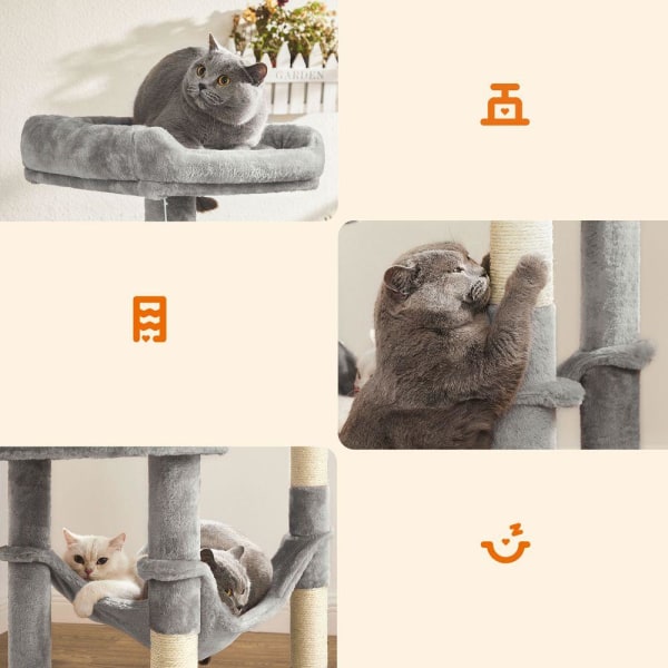 Rootz Cat Tree - Kattträd med hängmatta - Skrapstolpe - Kattskra