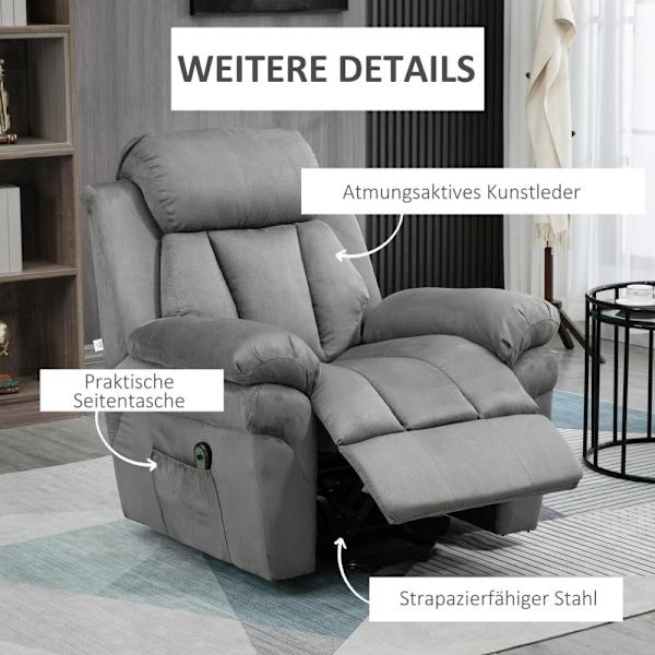 Rootz TV-fåtölj med uppställningshjälp - Liggstol - Lyftstol - Ultimat avkoppling - Justerbar lutning - Enkel montering - 93cm x 96cm x 105cm
