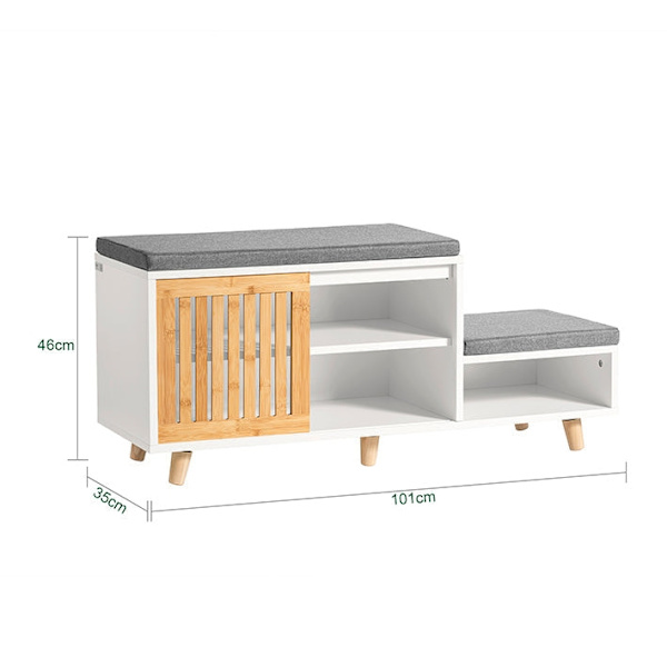 Rootz skoförvaringsbänk - Sittande byrå - Skoställ - Idealisk för familjer - Platsbesparande - Robust design - 101 cm x 46 cm x 35 cm