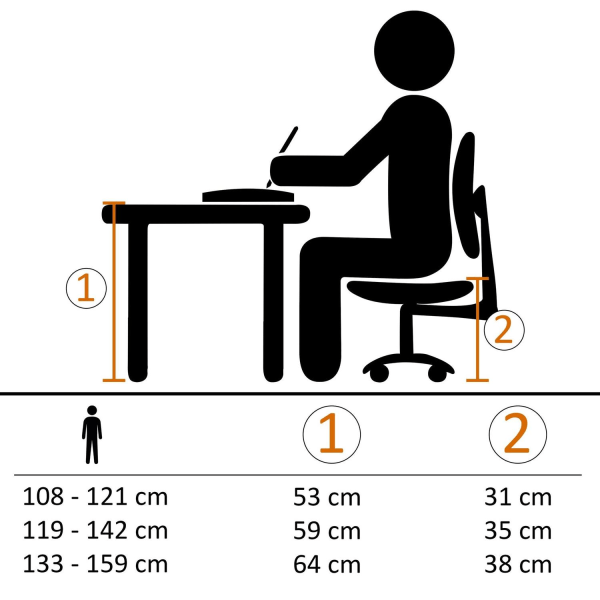 Rootz Kontorstol til børn - Drejestol - Ergonomisk - Højstol - Gul - Grå - Sort