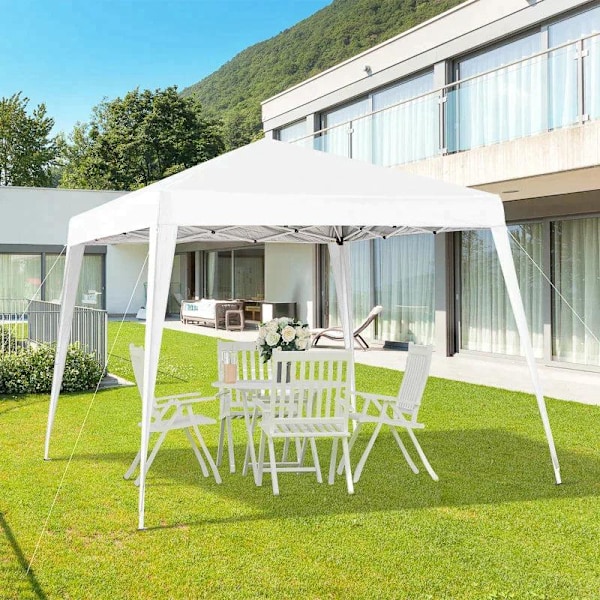 Rootz Folding Gazebo - Folding Pavilion - Folding Tent - Party Tent - Steel White - 2.4x2.4m