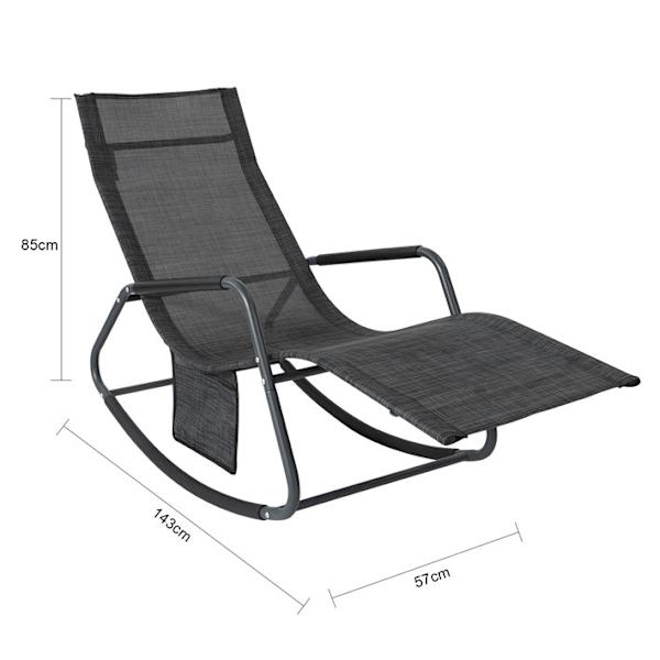 Rootz Havelounger - Solseng - Gyngestol - Ergonomisk design - Syntetisk fiberstof - Opbevaringslomme - Understøtter op til 150 kg - 143cm x 85cm x 57c