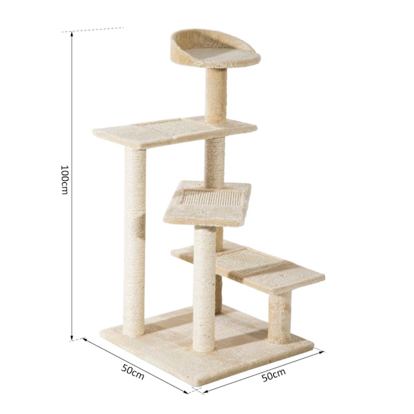 Rootzin raaputuspylvään kissa - beige - lastulevy - 19,68 cm x 19,68 cm x 39,37 cm