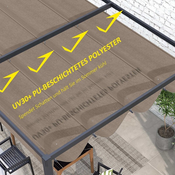 Rootz Pavilion Ersättningstak - Pergola Canopy - UV -skydd - Lätt montering - Polyestertyg - 286 cm x 245 cm